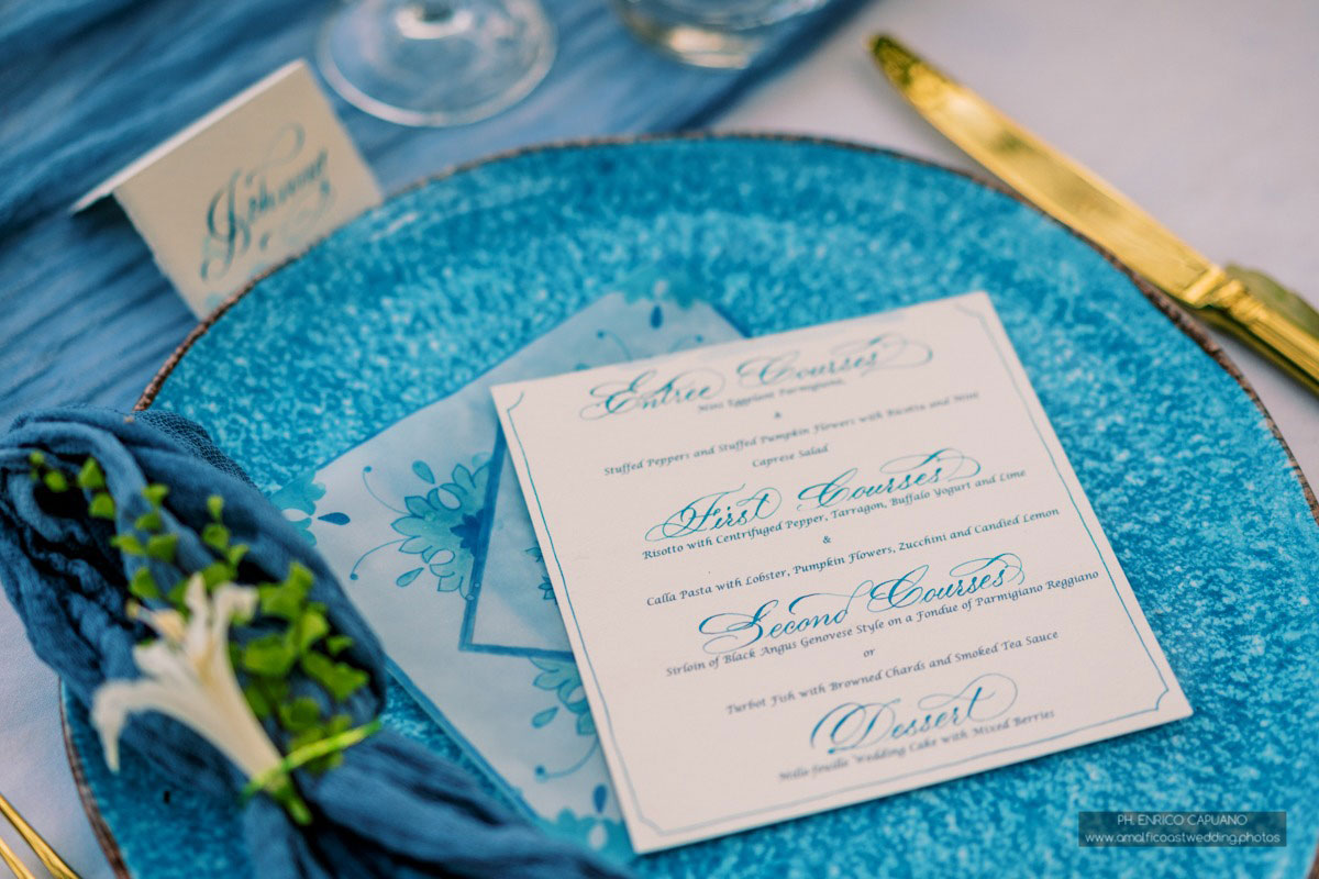 Amalfi Coast wedding place cards